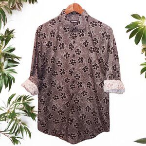 Express ★ Men's Casual Button-Up Dress Shirt ★ Ioannina Gothic Floral Print